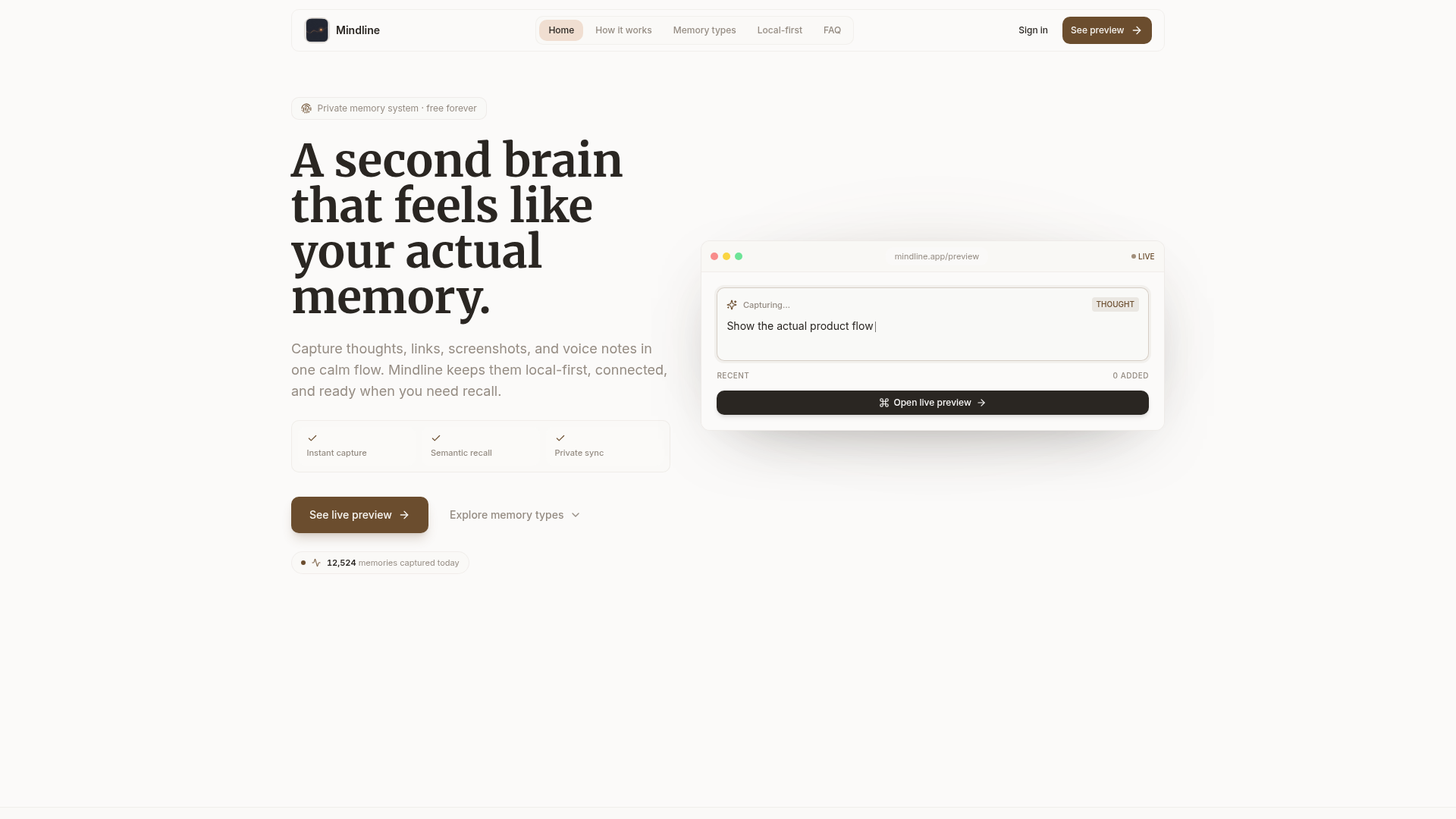 Mindline — A second brain that feels like your actual memory.