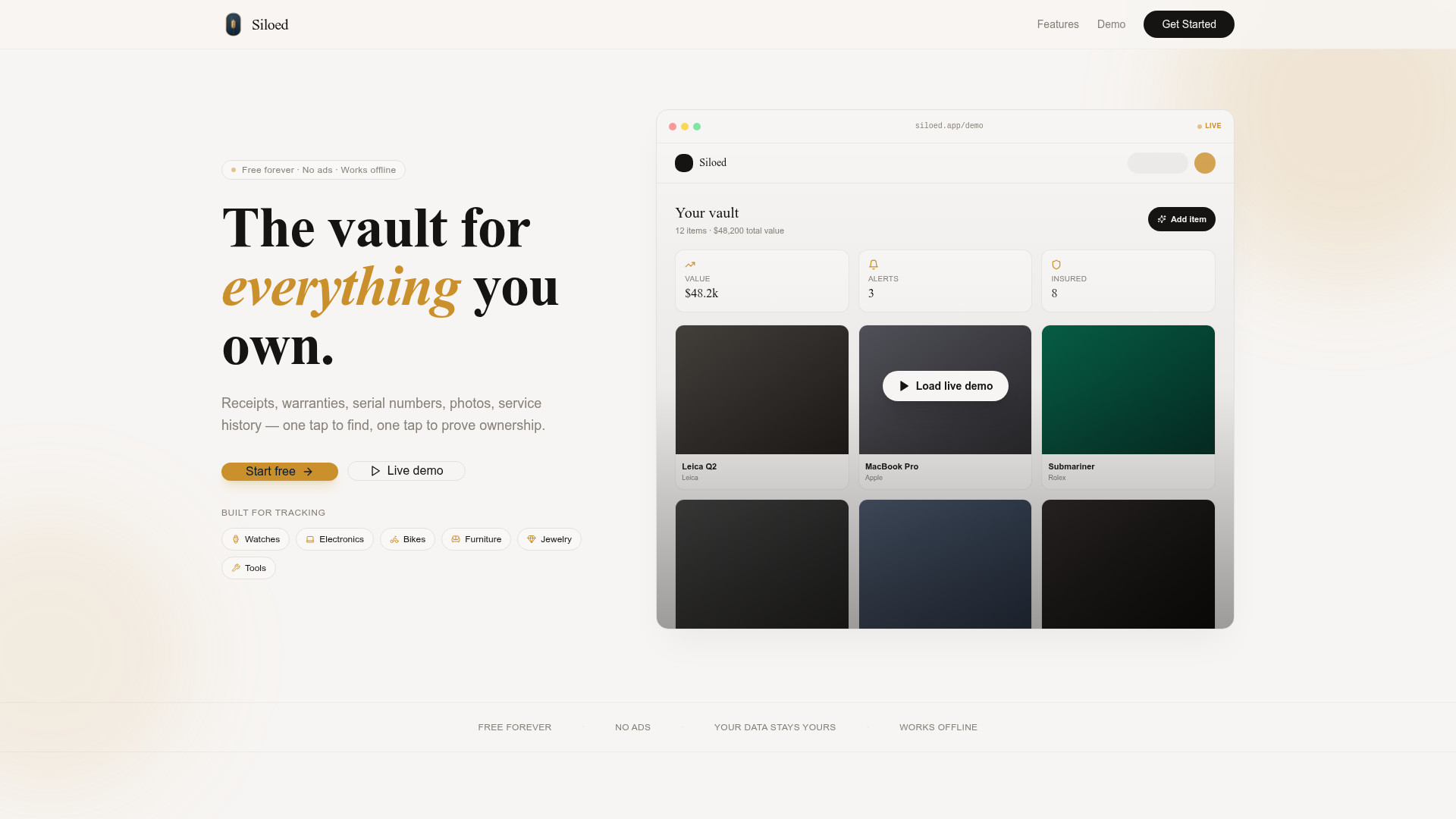 Siloed — The vault for everything you own.